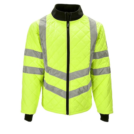 HiVis Diamond Quilted Jacket, 100% Polyester Pongee, Class 3 R, Lime, M MPN:8730RHVLMED