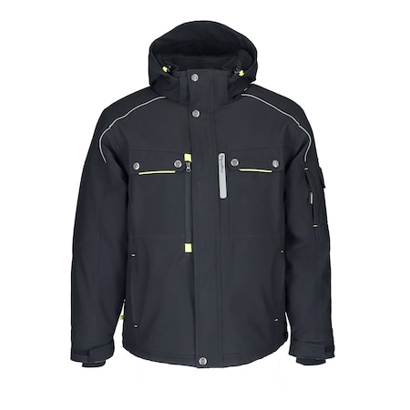 Men's Extreme Hooded Jacket, Polyester, Zipper with Snap Closure Storm Flap, Black, M MPN:8750RBLKMED