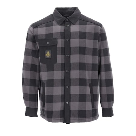 Men's Heavyweight Flannel Work Shirt, 100% Cotton, Sherpa Fleece, Black/Charcoal, 3XL MPN:9100RBCH3XL