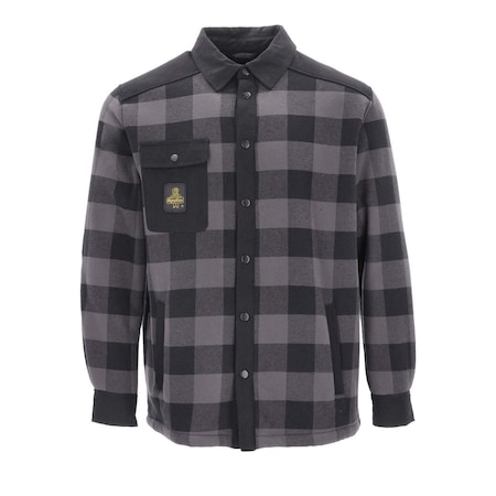 Men's Heavyweight Flannel Work Shirt, 100% Cotton, Sherpa Fleece, Black/Charcoal, 4XL MPN:9100RBCH4XL