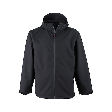 Men's Softshell Hooded Jacket, 96% Polyester/4% Spandex, Zipper, Black, 5XL MPN:9151RBLK5XL