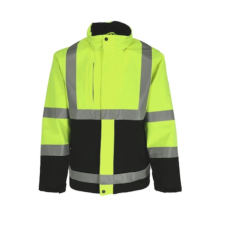 Men's Hi-Vis 3-in-1 Insulated Rainwear Jacket, Polyester, Black/Lime, M MPN:9178RBLMMEDL2