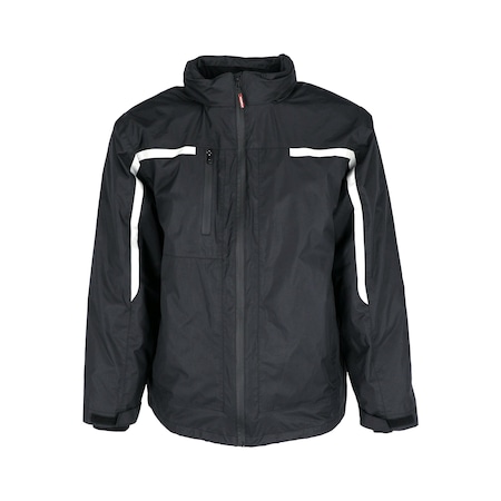 Men's 3-in-1 Rainwear Jacket, Nylon Twill, Zipper, Black, S MPN:9188RBLKSML