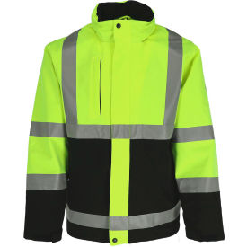 RefrigiWear® Men's HiVis 3-in-1 Rainwear Jacket 2XL Black/Lime 9178RBLM2XLL2