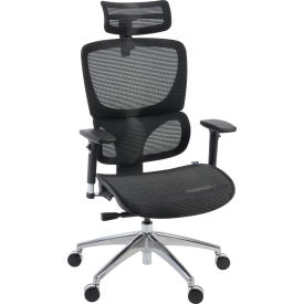 Interion#174; Omega O-2 Tech Ergonomic Management Office Chair w/ High Back & Adj. Arms Mesh Black OMG002BK