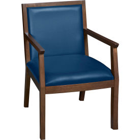 Regency® Regent WallGuard Guest & Reception Waiting Room Wood Side Chair Neo Walnut/Navy Blue 9875NWNV