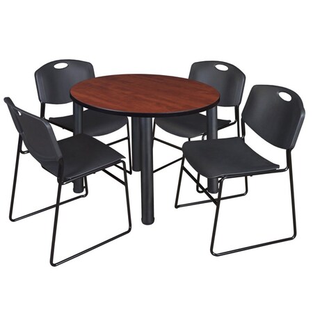Kee Round Table & Chair Set, Wood, Metal, Polypropylene Top MPN:TB36RNDCHBPBK44BK