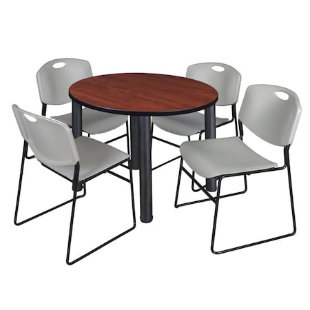 Kee Round Table & Chair Set, Wood, Metal, Polypropylene Top MPN:TB36RNDCHBPBK44GY
