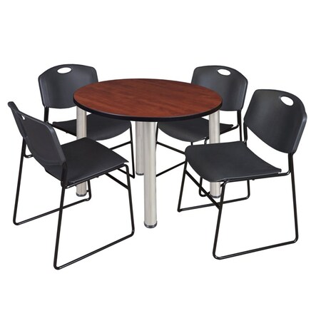 Kee Round Table & Chair Set, Wood, Metal, Polypropylene Top MPN:TB36RNDCHBPCM44BK