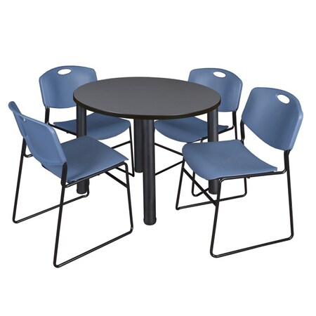 Kee Round Table & Chair Set, Wood, Metal, Polypropylene Top, Grey MPN:TB36RNDGYBPBK44BE