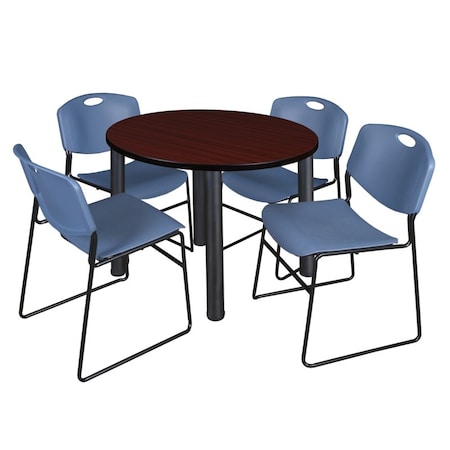 Kee Round Table & Chair Set, Wood, Metal, Polypropylene Top MPN:TB36RNDMHBPBK44BE