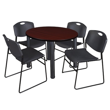 Kee Round Table & Chair Set, Wood, Metal, Polypropylene Top MPN:TB36RNDMHBPBK44BK