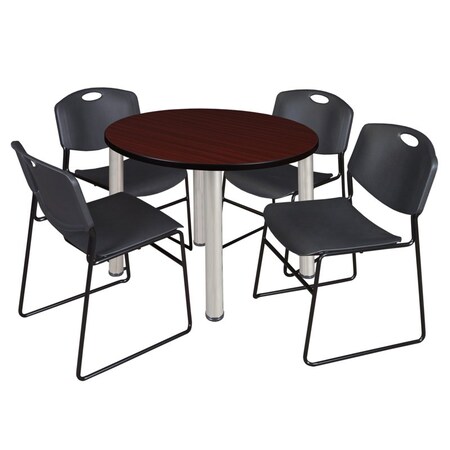 Kee Round Table & Chair Set, Wood, Metal, Polypropylene Top MPN:TB36RNDMHBPCM44BK
