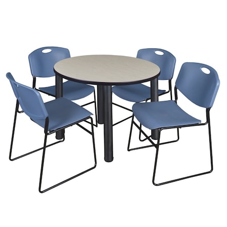 Kee Round Table & Chair Set, Wood, Metal, Polypropylene Top, Maple MPN:TB36RNDPLBPBK44BE