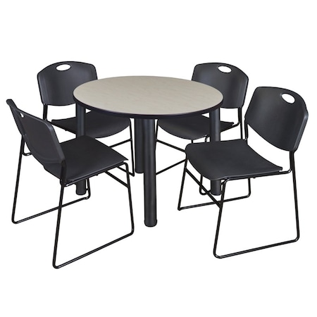 Kee Round Table & Chair Set, Wood, Metal, Polypropylene Top, Maple MPN:TB36RNDPLBPBK44BK