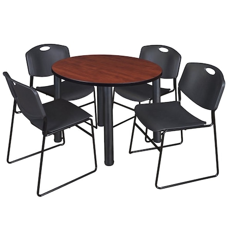 Kee Round Table & Chair Set, Wood, Metal, Polypropylene Top MPN:TB42RNDCHBPBK44BK