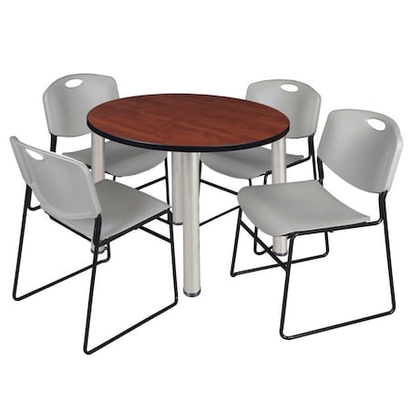 Kee Round Table & Chair Set, Wood, Metal, Polypropylene Top MPN:TB42RNDCHBPCM44GY