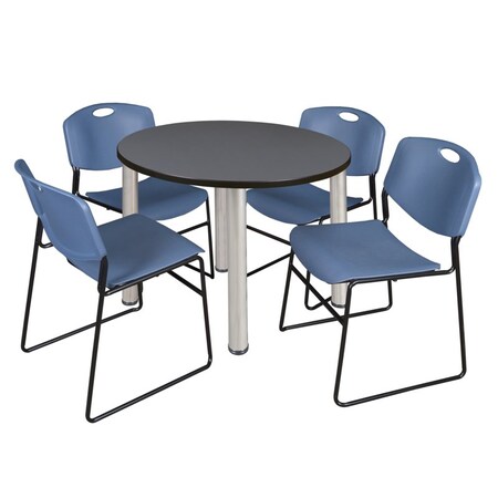 Kee Round Table & Chair Set, Wood, Metal, Polypropylene Top, Grey MPN:TB42RNDGYBPCM44BE
