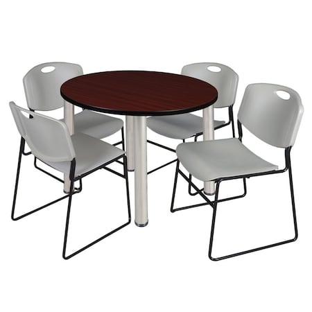Kee Round Table & Chair Set, Wood, Metal, Polypropylene Top MPN:TB42RNDMHBPCM44GY