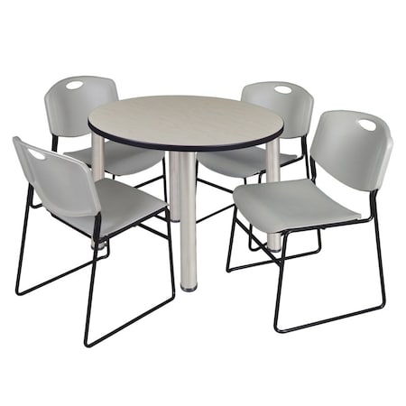 Kee Round Table & Chair Set, Wood, Metal, Polypropylene Top, Maple MPN:TB42RNDPLBPCM44GY