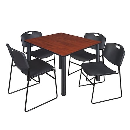 Kee Square Table & Chair Set, Wood, Metal, Polypropylene Top MPN:TB4848CHBPBK44BK