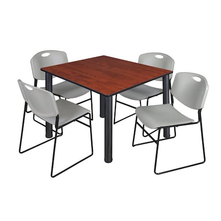 Kee Square Table & Chair Set, Wood, Metal, Polypropylene Top MPN:TB4848CHBPBK44GY