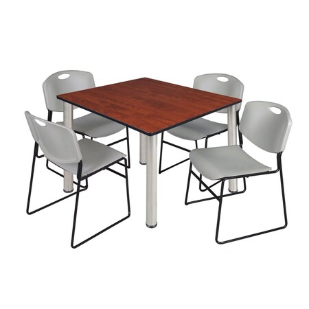 Kee Square Table & Chair Set, Wood, Metal, Polypropylene Top MPN:TB4848CHBPCM44GY