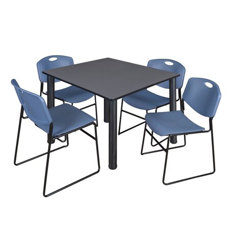 Kee Square Table & Chair Set, Wood, Metal, Polypropylene Top MPN:TB4848GYBPBK44BE