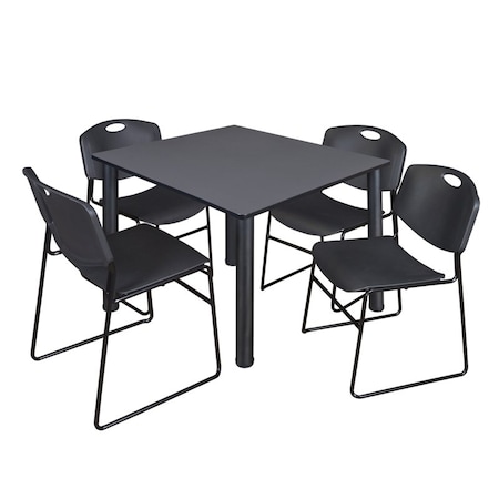 Kee Square Table & Chair Set, Wood, Metal, Polypropylene Top MPN:TB4848GYBPBK44BK