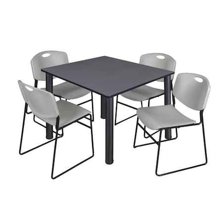 Kee Square Table & Chair Set, Wood, Metal, Polypropylene Top MPN:TB4848GYBPBK44GY