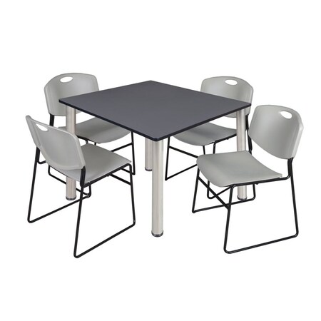 Kee Square Table & Chair Set, Wood, Metal, Polypropylene Top MPN:TB4848GYBPCM44GY