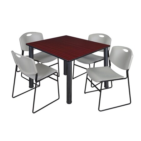 Kee Square Table & Chair Set, Wood, Metal, Polypropylene Top MPN:TB4848MHBPBK44GY