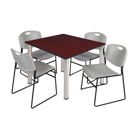 Kee Square Table & Chair Set, Wood, Metal, Polypropylene Top MPN:TB4848MHBPCM44GY