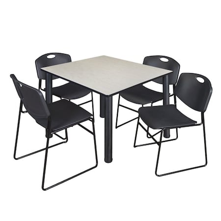 Kee Square Table & Chair Set, Wood, Metal, Polypropylene Top MPN:TB4848PLBPBK44BK