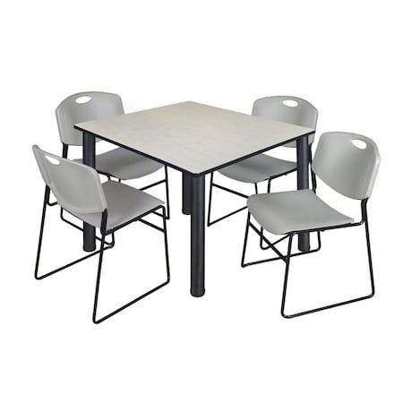 Kee Square Table & Chair Set, Wood, Metal, Polypropylene Top MPN:TB4848PLBPBK44GY