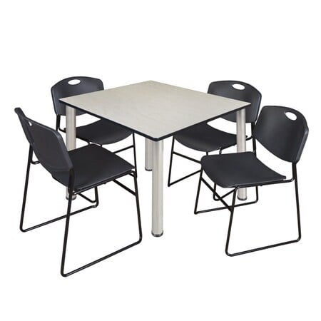 Kee Square Table & Chair Set, Wood, Metal, Polypropylene Top MPN:TB4848PLBPCM44BK