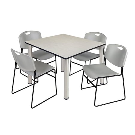 Kee Square Table & Chair Set, Wood, Metal, Polypropylene Top MPN:TB4848PLBPCM44GY