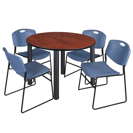 Kee Round Table & Chair Set, Wood, Metal, Polypropylene Top MPN:TB48RNDCHBPBK44BE