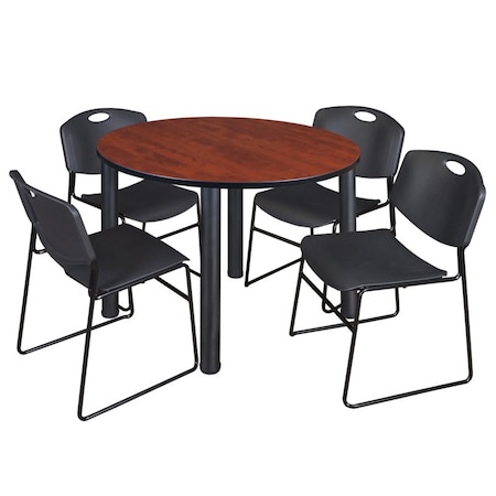 Kee Round Table & Chair Set, Wood, Metal, Polypropylene Top MPN:TB48RNDCHBPBK44BK