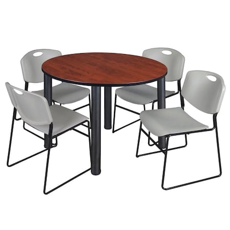 Kee Round Table & Chair Set, Wood, Metal, Polypropylene Top MPN:TB48RNDCHBPBK44GY