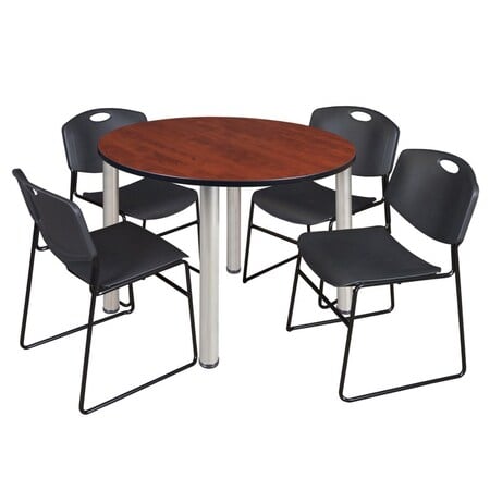 Kee Round Table & Chair Set, Wood, Metal, Polypropylene Top MPN:TB48RNDCHBPCM44BK