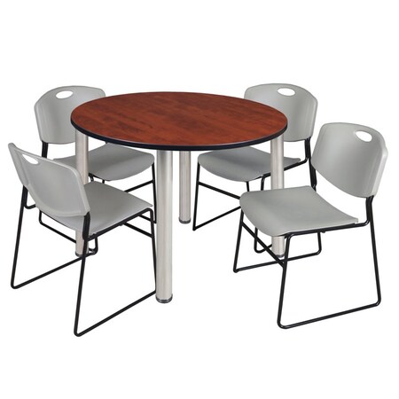 Kee Round Table & Chair Set, Wood, Metal, Polypropylene Top MPN:TB48RNDCHBPCM44GY