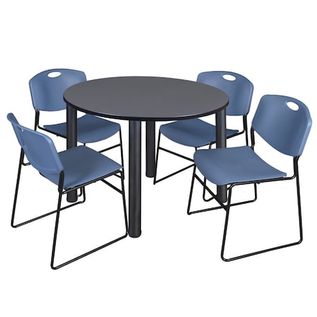 Kee Round Table & Chair Set, Wood, Metal, Polypropylene Top, Grey MPN:TB48RNDGYBPBK44BE