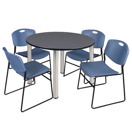 Kee Round Table & Chair Set, Wood, Metal, Polypropylene Top, Grey MPN:TB48RNDGYBPCM44BE
