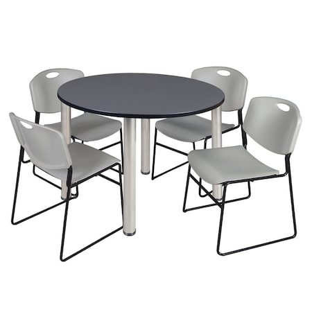 Kee Round Table & Chair Set, Wood, Metal, Polypropylene Top, Grey MPN:TB48RNDGYBPCM44GY