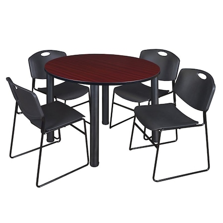 Kee Round Table & Chair Set, Wood, Metal, Polypropylene Top MPN:TB48RNDMHBPBK44BK