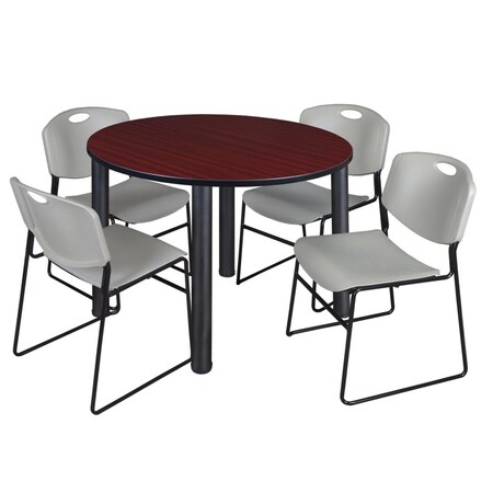 Kee Round Table & Chair Set, Wood, Metal, Polypropylene Top MPN:TB48RNDMHBPBK44GY
