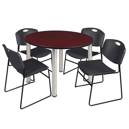 Kee Round Table & Chair Set, Wood, Metal, Polypropylene Top MPN:TB48RNDMHBPCM44BK