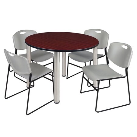 Kee Round Table & Chair Set, Wood, Metal, Polypropylene Top MPN:TB48RNDMHBPCM44GY