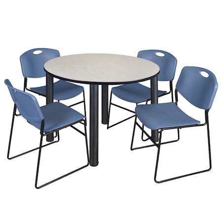 Kee Round Table & Chair Set, Wood, Metal, Polypropylene Top, Maple MPN:TB48RNDPLBPBK44BE